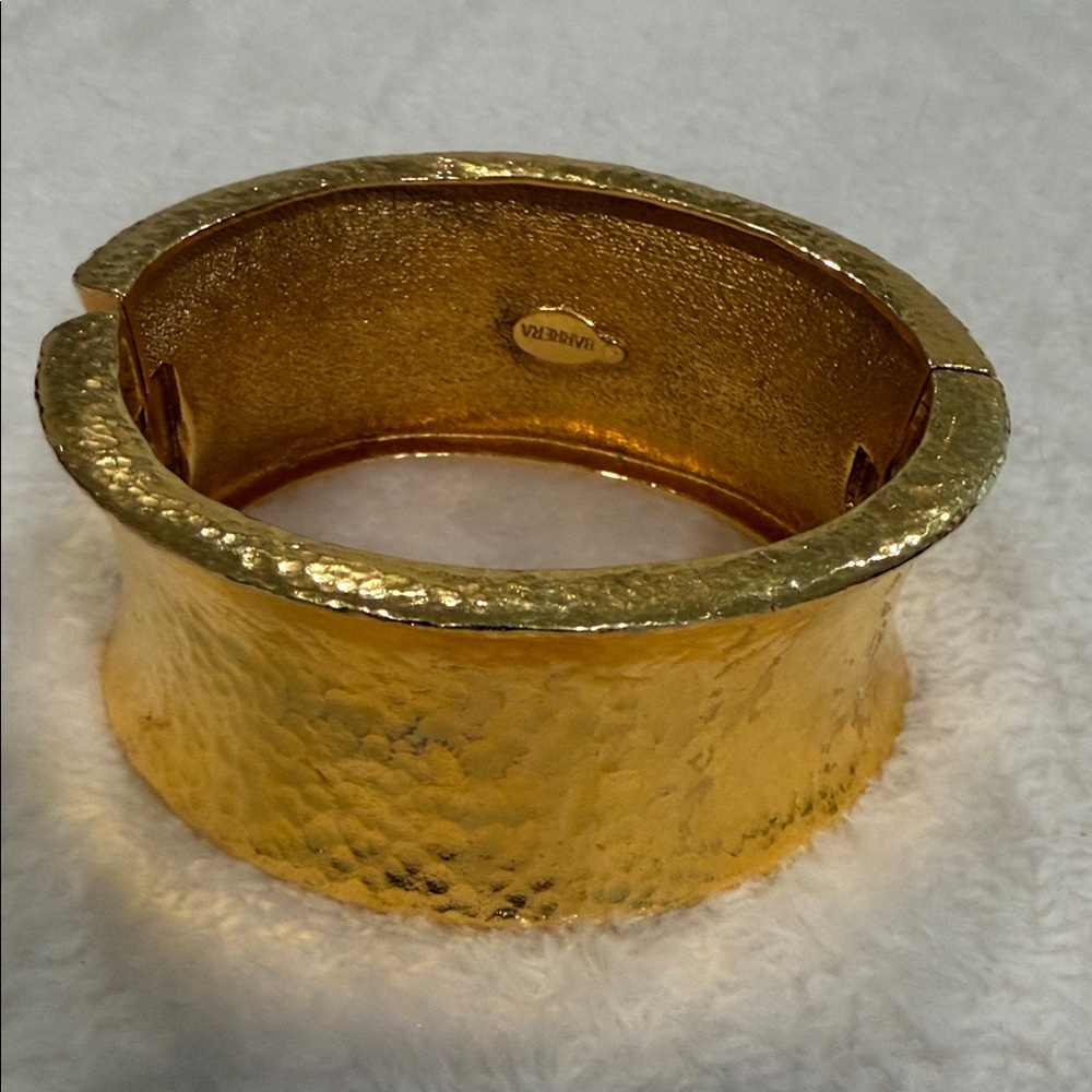 Barrera-Hammered Gold Tone Wide Cuff Bracelet